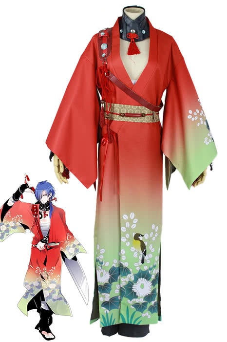 DRAMATICAL MURDER 紅雀 プリント柄袖 赤着物 コスプレ衣装