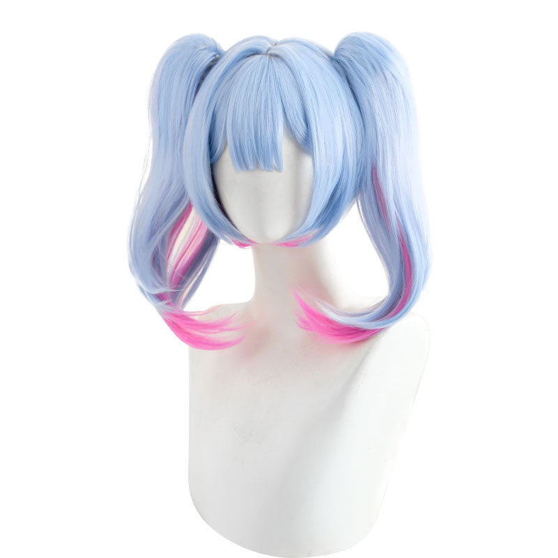 ブルー×ピンク 35cm ストレート/カール コスプレウィッグ - 画像 (2)